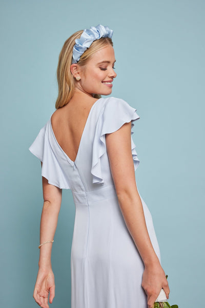 Elle Satin Open Back Dress - Pale Blue NEW! - Maids to Measure