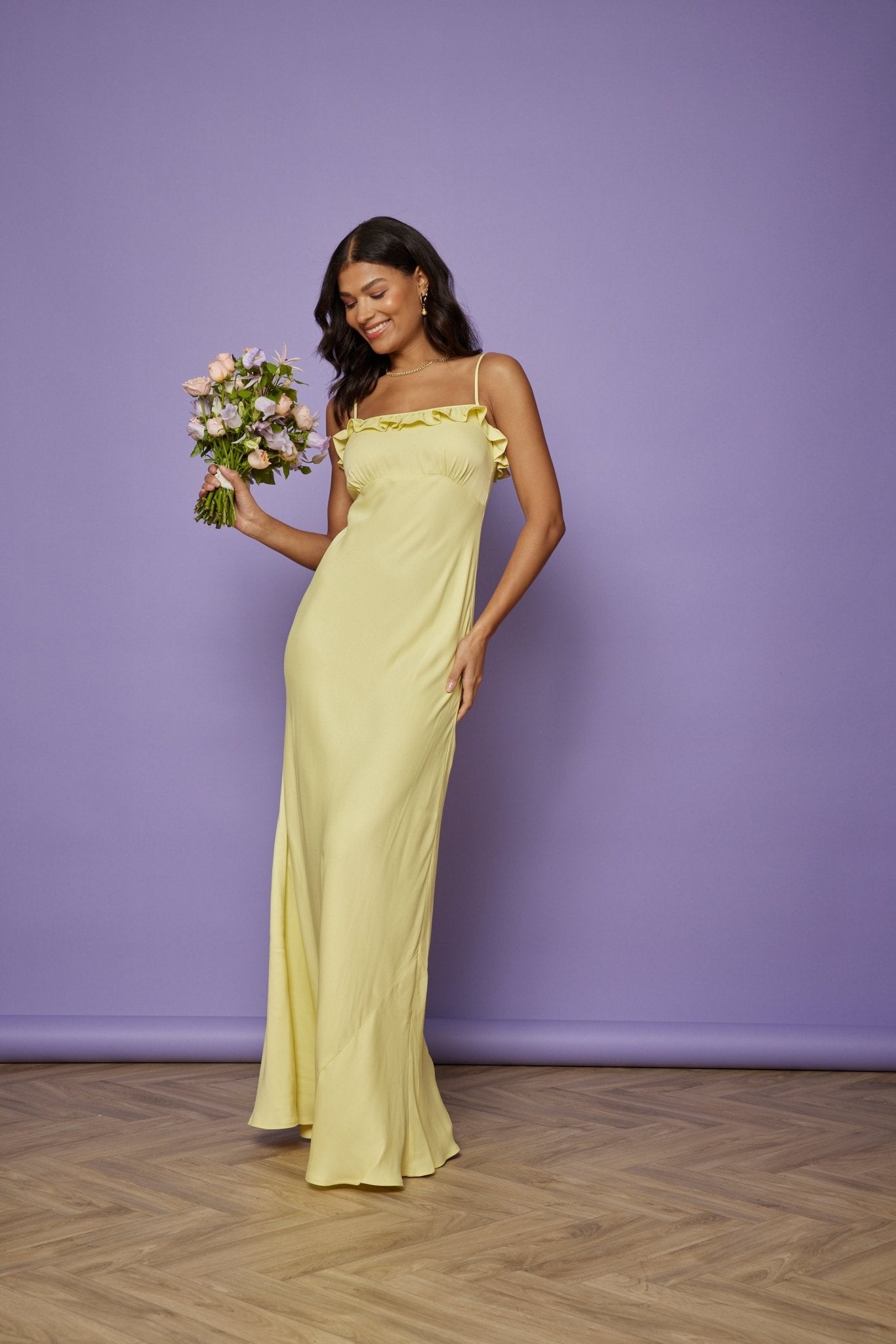 Enya Satin Slip Dress - Yellow NEW - Maids to Measure