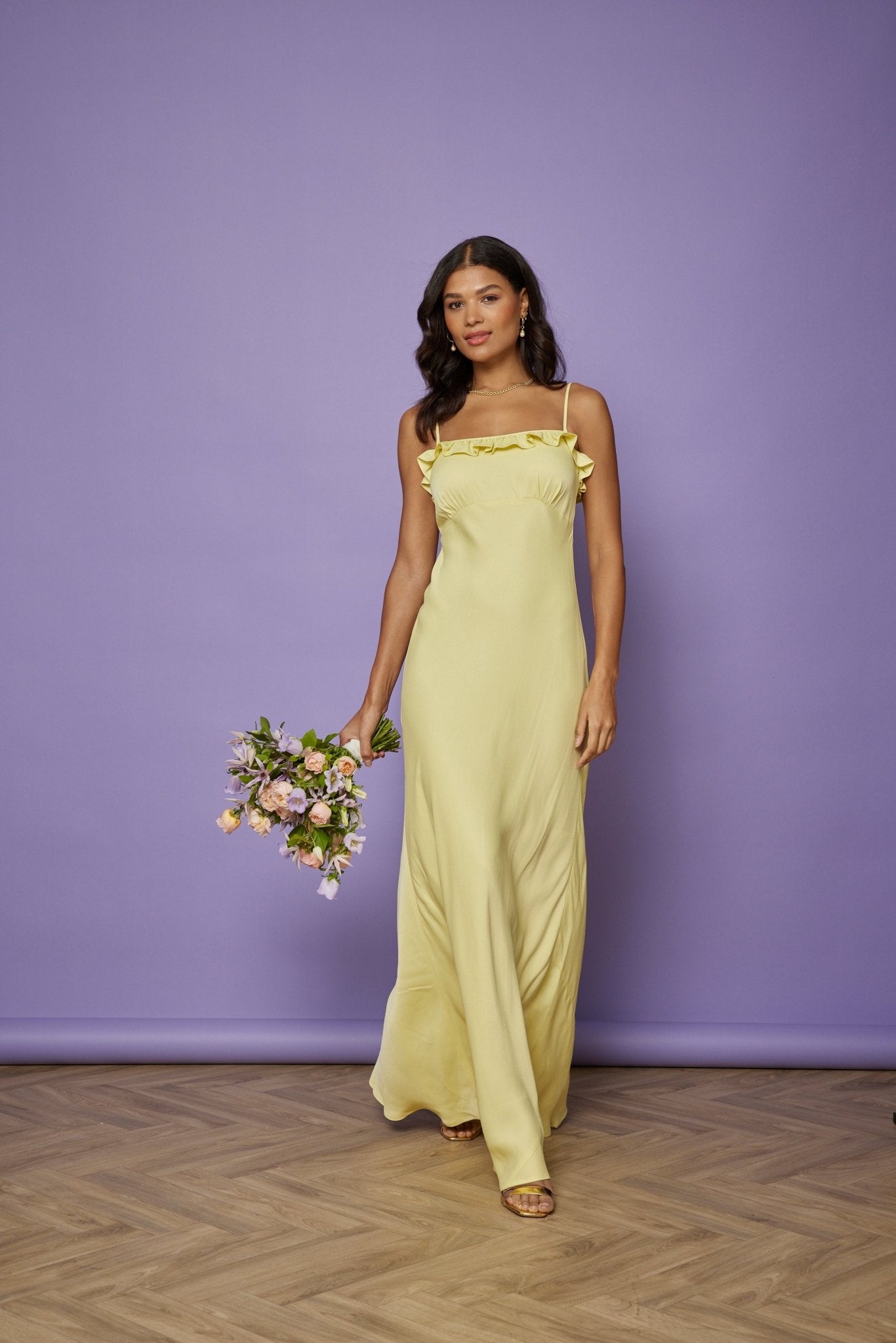 Enya Satin Slip Dress - Yellow NEW - Maids to Measure