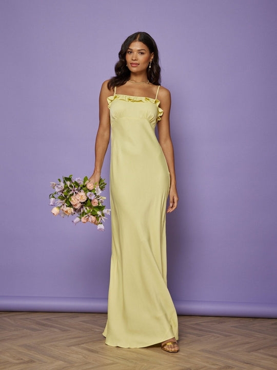 Enya Satin Slip Dress - Yellow - 10 / Yellow