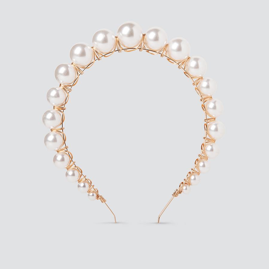 Faux Pearl Graduated Cream Headband - Maids to Measure