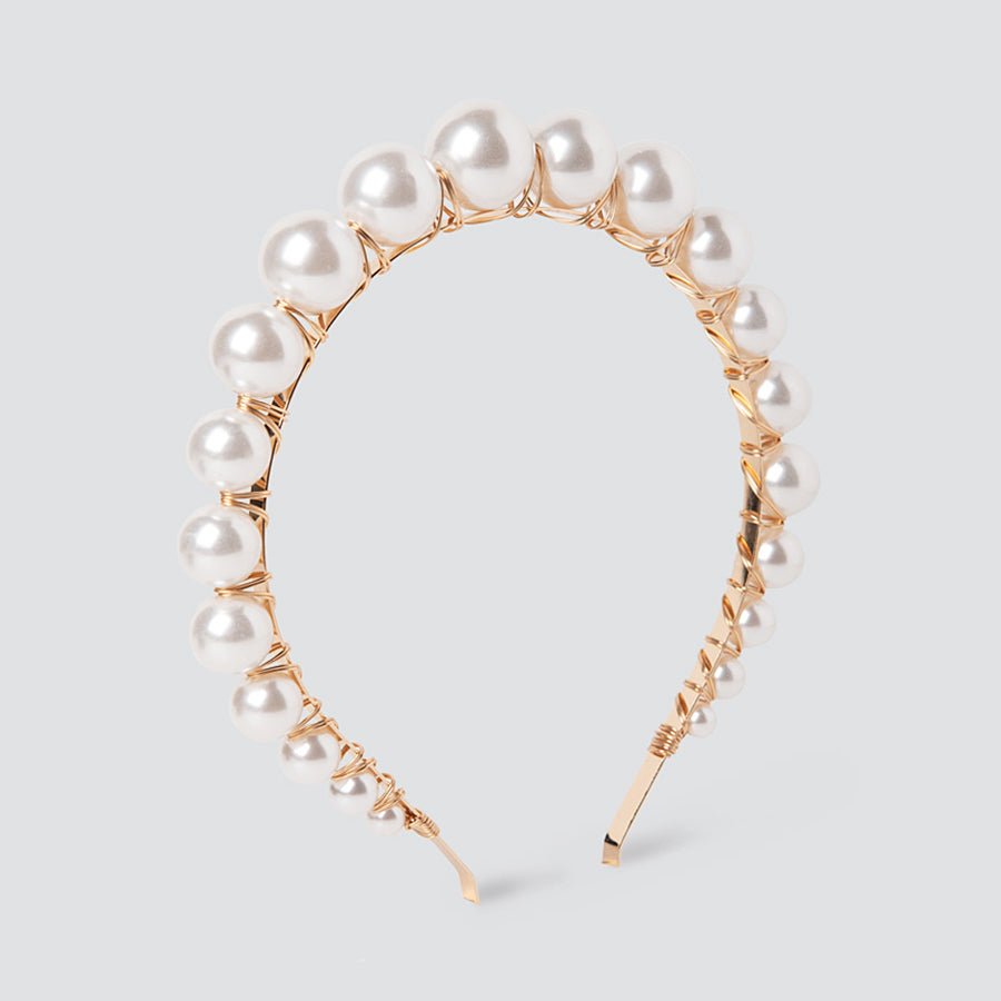 Faux Pearl Graduated Cream Headband - Maids to Measure