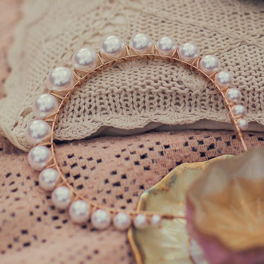 Faux Pearl Graduated Cream Headband - Maids to Measure