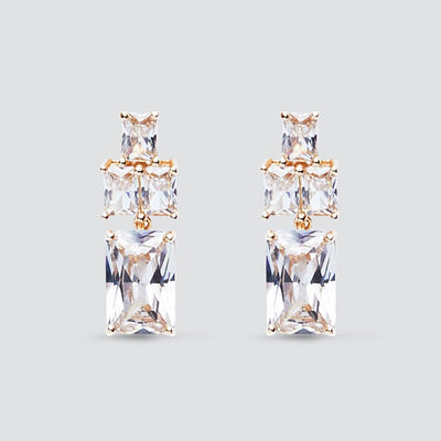 Graduated Gold Crystal Drop Clip On Earrings - Maids to Measure