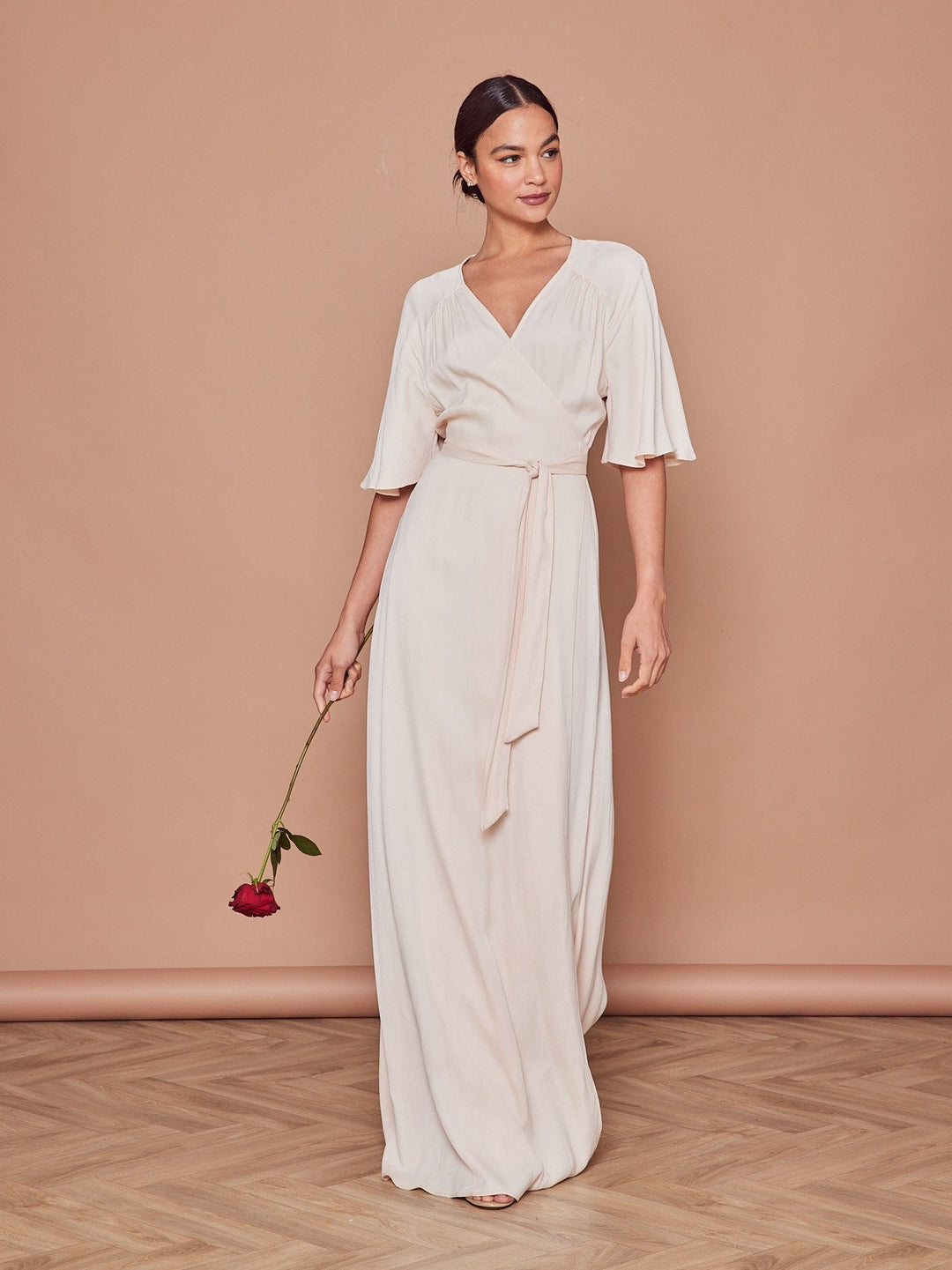 Margot Satin Wrap Bridesmaid Dress