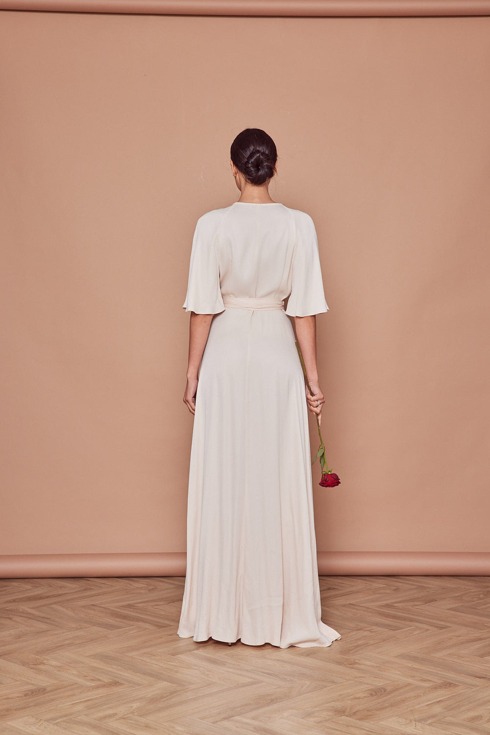 ivory maternity bridesmaid dress White Plus Size Plunging Lace Maternity Wedding Dress main image 1