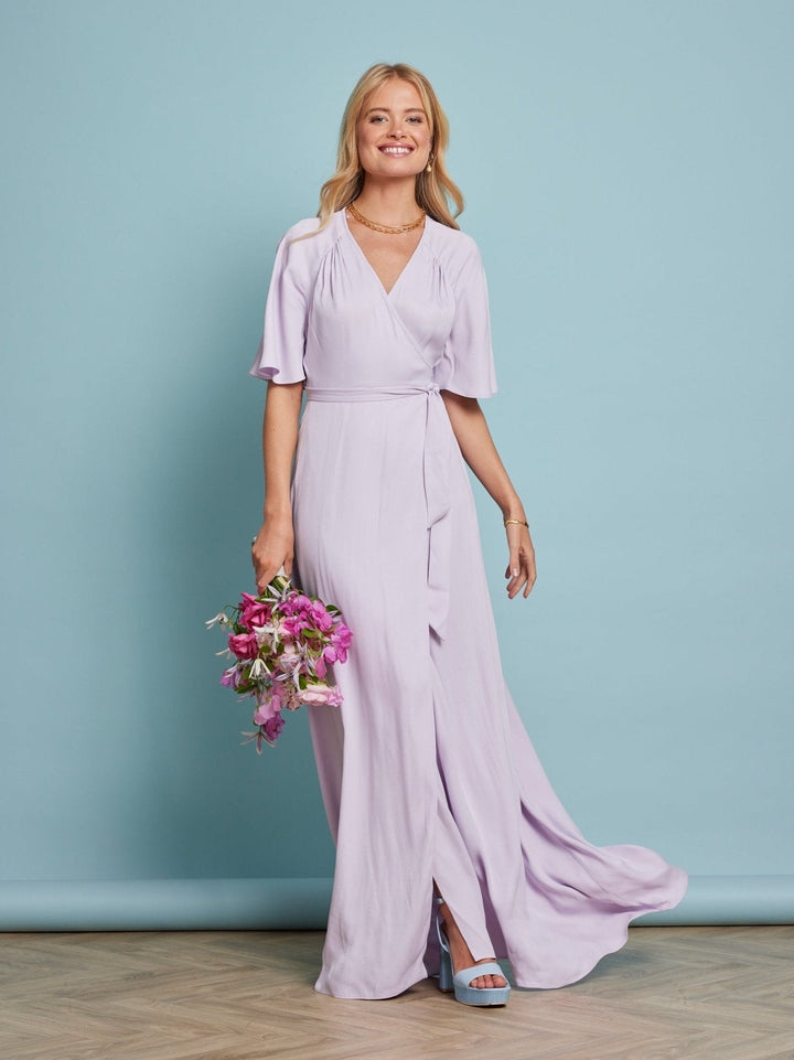 quiz bridesmaid dress Cicinia Dusty Rose Bridesmaid Dresses Chiffon Short Sleeves A-Line V-N
