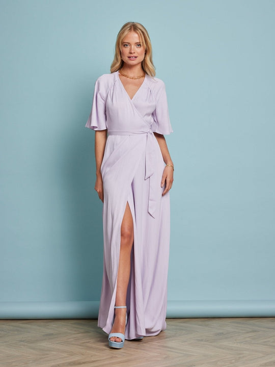 Margot Satin Wrap Dress - Lilac - Maids to Measure