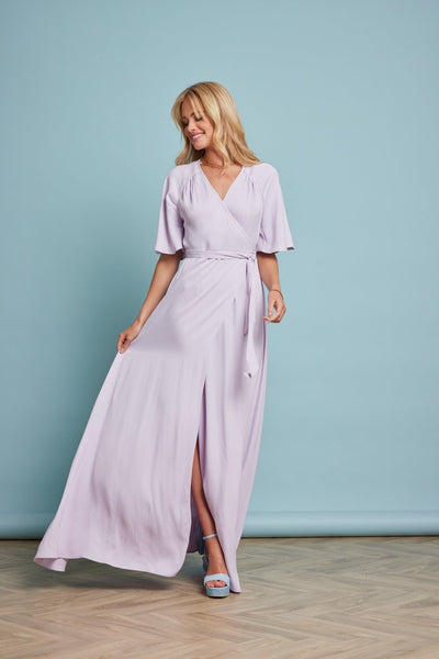 Margot Satin Wrap Dress - Lilac - Maids to Measure
