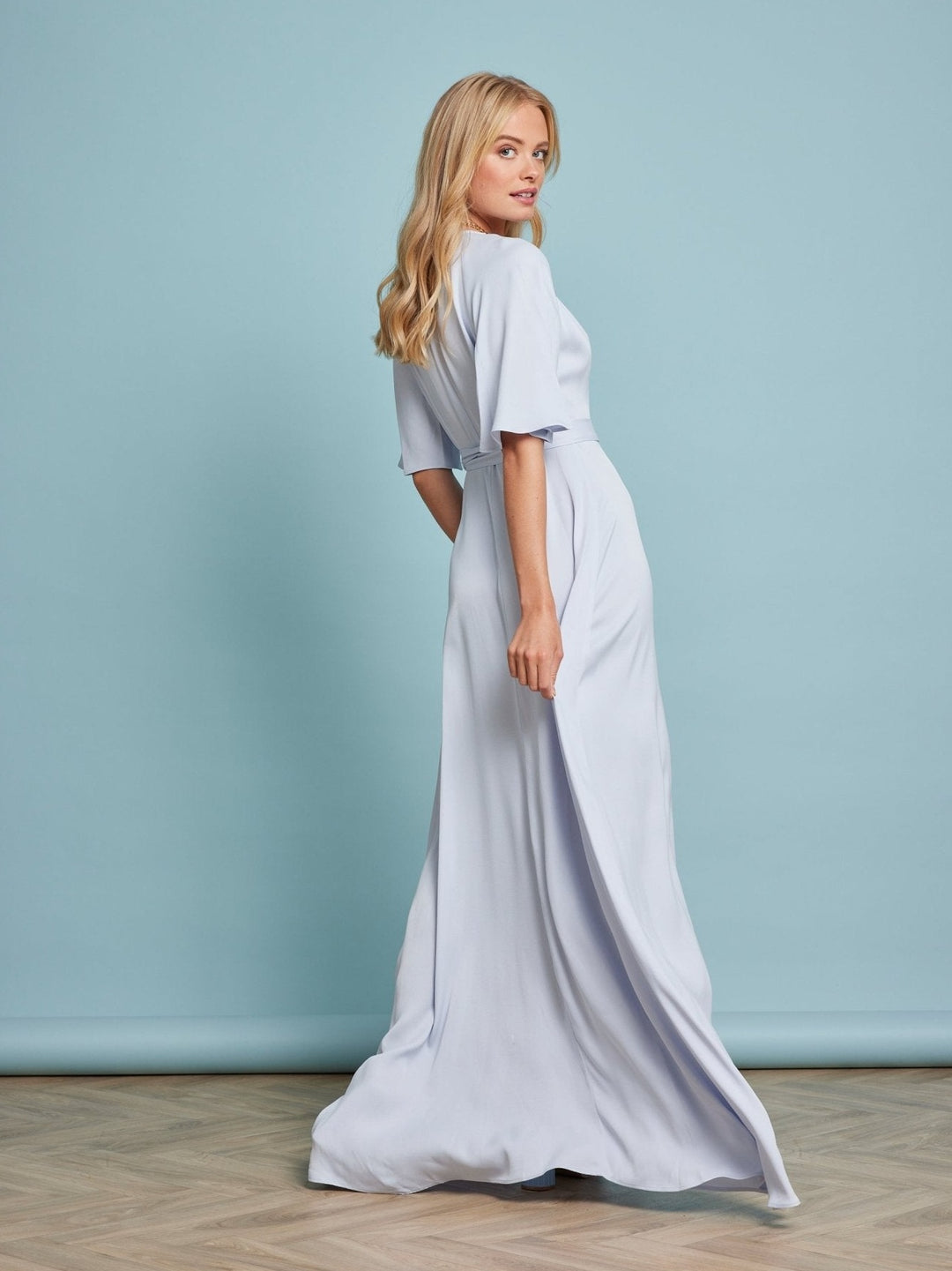 pale blue wrap dress Drew Baby Blue Dress