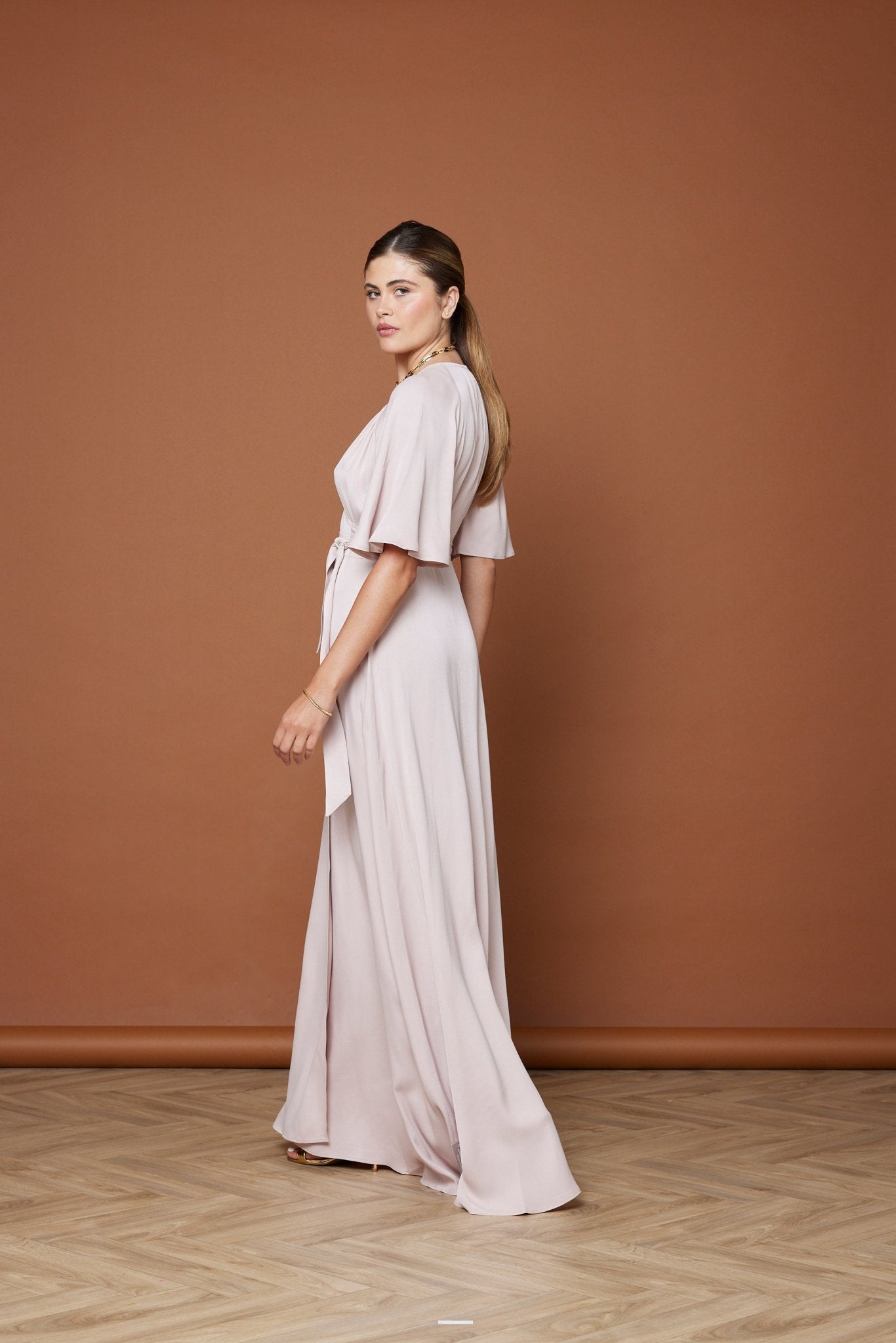 Margot Satin Wrap Bridesmaid Dress - Pale Pink, 14 / Pale Pink Margot Satin Wrap Bridesmaid Dress - Pale Pink, 14 / Pale Pink