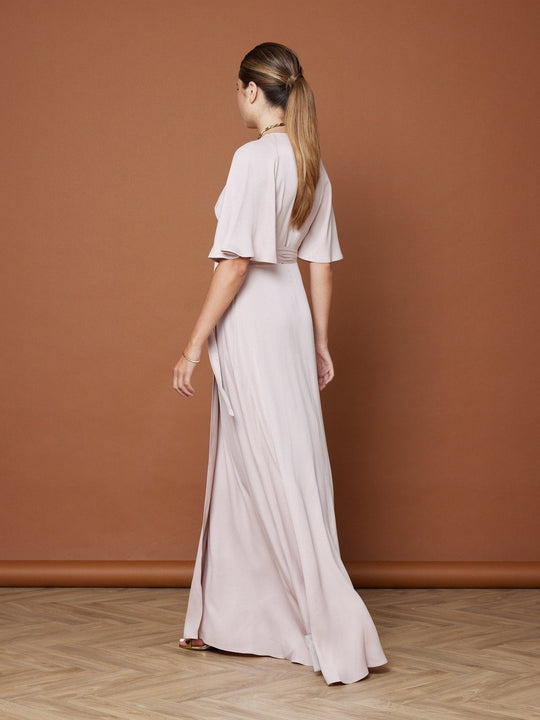 Margot Satin Wrap Dress - Pale Pink NEW - Maids to Measure