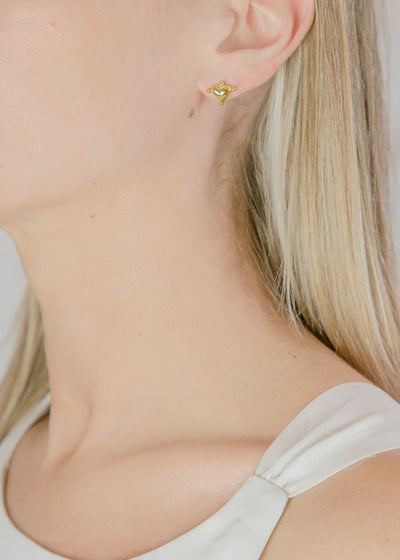 Mini Gold Plated Cross Heart Studs - Maids to Measure