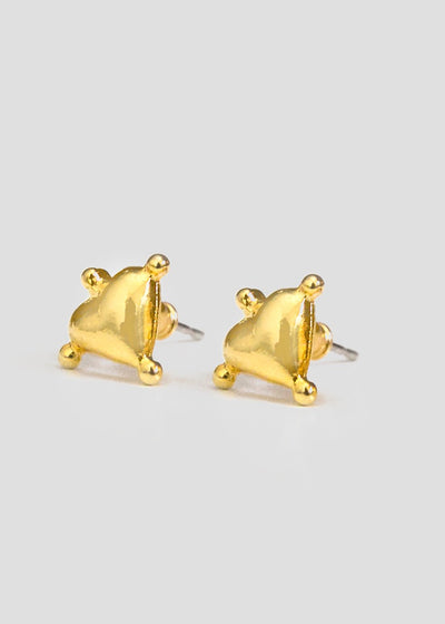 Mini Gold Plated Cross Heart Studs - Maids to Measure