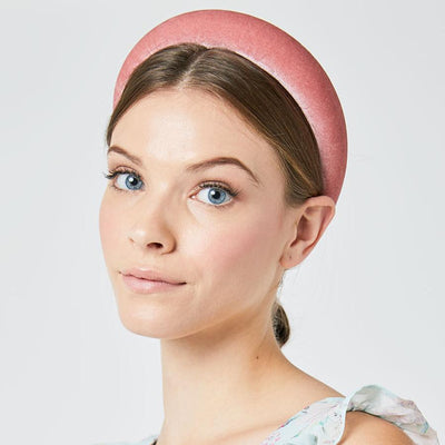 Padded Plain Velvet Effect Blossom Pink Head Band - Maids to Measure