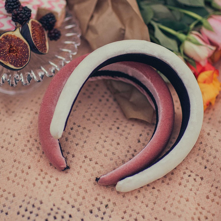 Padded Plain Velvet Effect Blossom Pink Head Band - Maids to Measure