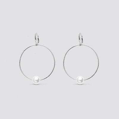 Pearl Silver Hoop Earrings - Maids to Measure