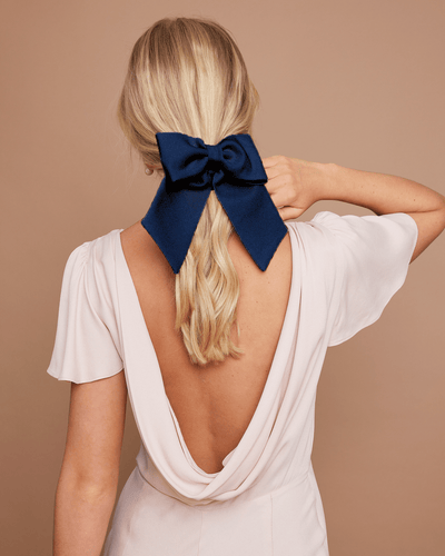 Satin Navy Blue Bow - Gigi & Olive - Maids to Measure