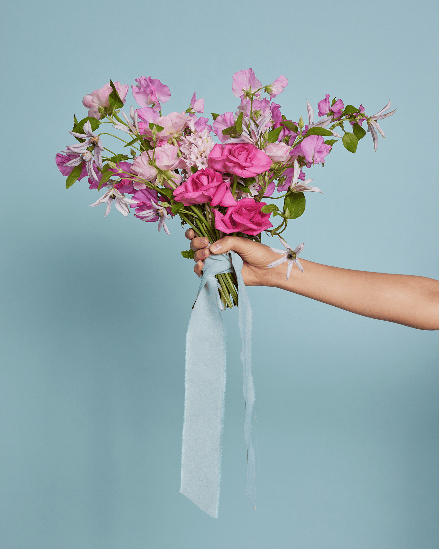 Satin Pale Blue Bouquet Ribbon - Gigi & Olive - Maids to Measure