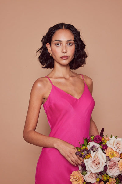 Stella Satin Slip Dress - Hot Pink - Maids to Measure