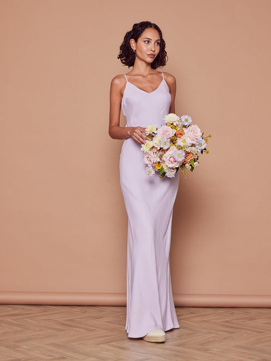 Stella Satin Slip Dress - Lilac - 16 / Lilac