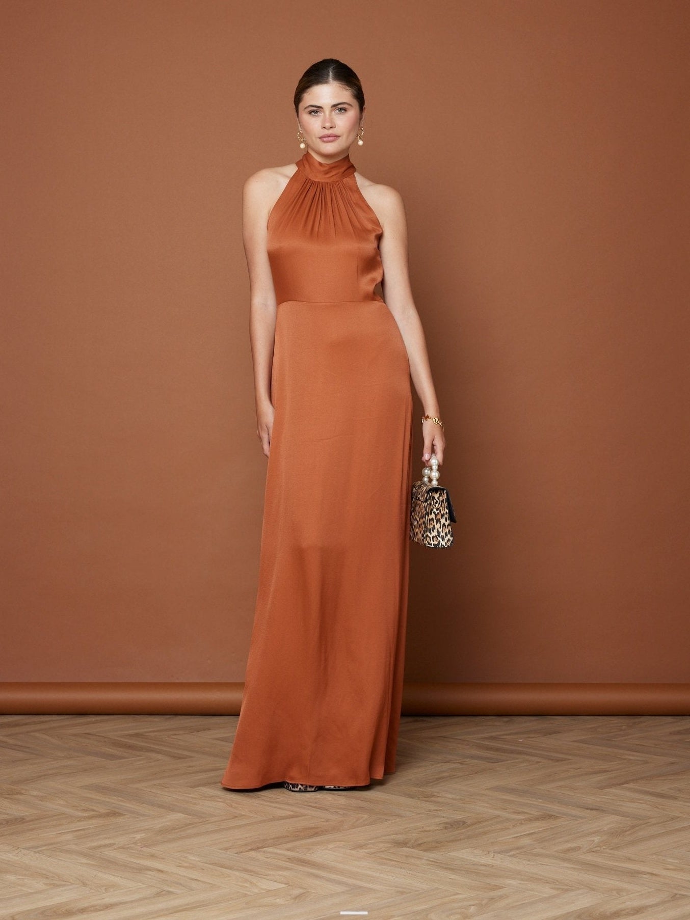 Tilly Satin High Neck Bridesmaid Dress
