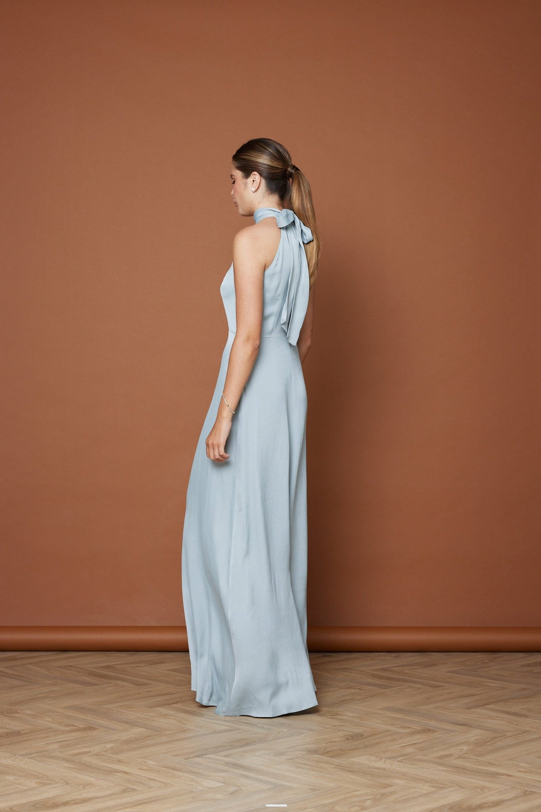 V Neck Duck Egg Bridesmaid Dresses Uk Tilly Satin High Neck