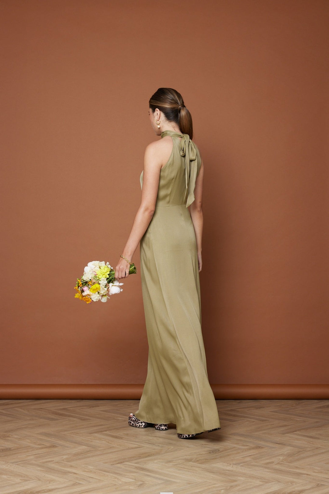 green bridesmaid dress with scarf Wrap Dress - Black main image 1