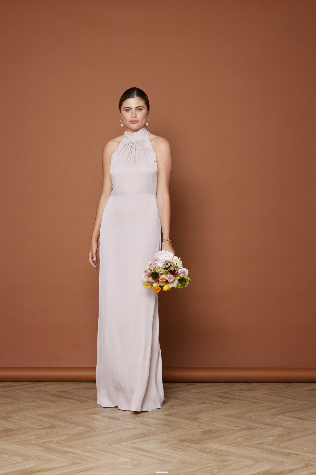 Tilly Satin High Neck Bridesmaid Dress
