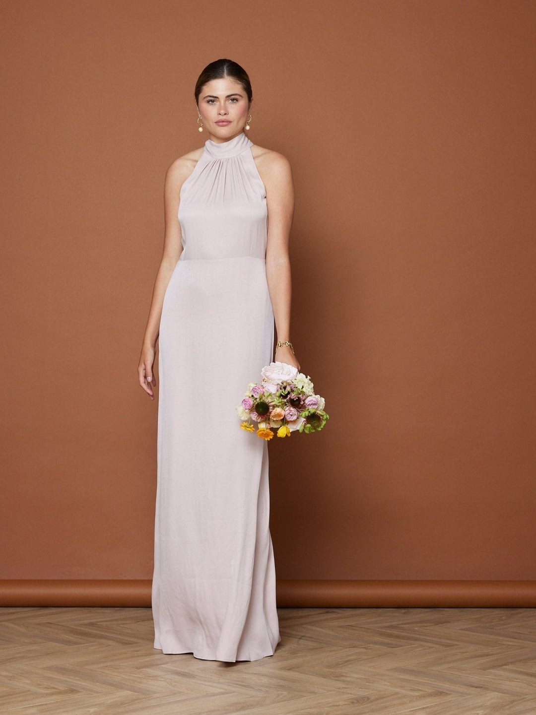 Tilly Satin High Neck Bridesmaid Dress