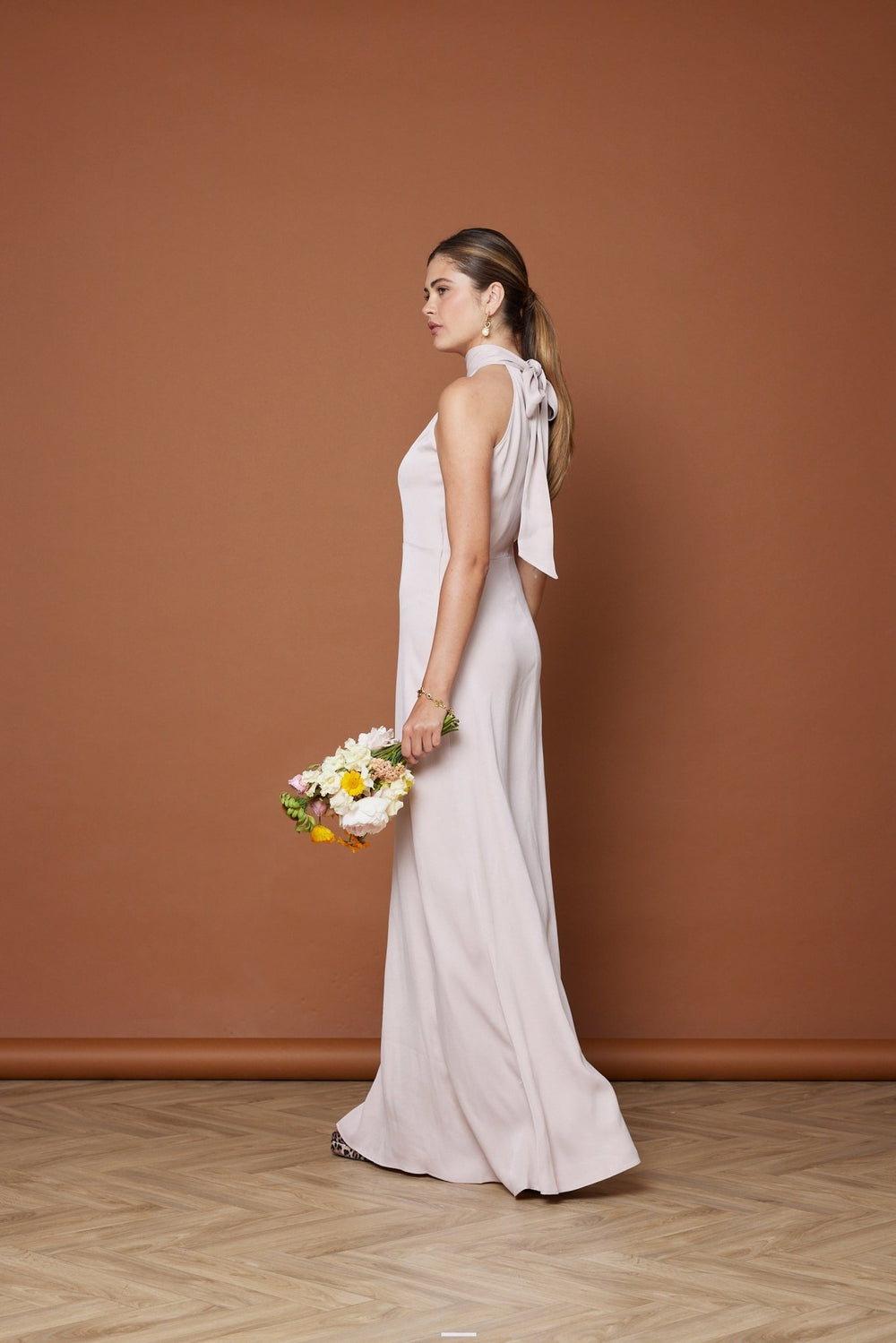 freesia color bridesmaid dresses A-Line Floor Length Chiffon Bridesmaid Dress COCOMELODY CB0715, Soft Blush