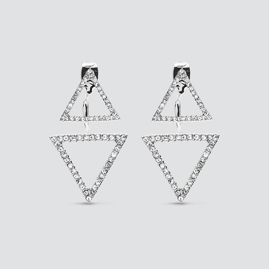 Triangle Pave Silver Earrings - Maids to Measure