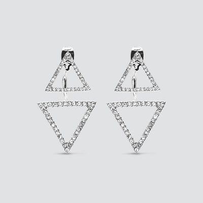 Triangle Pave Silver Earrings - Maids to Measure